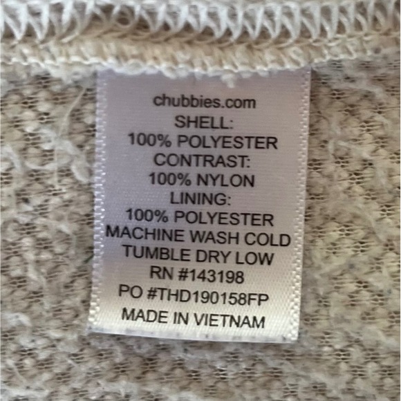 Chubbies Mens Sherpa Fleece Hoodie Cream Navy Blue Pullover Large Zipper Pockets - Picture 9 of 9